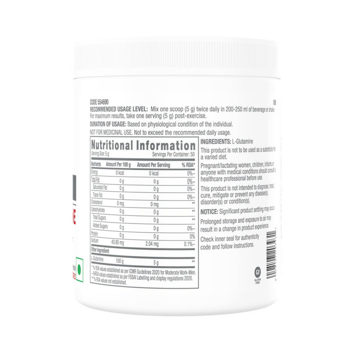 GNC GLUTAMINE (250GM)