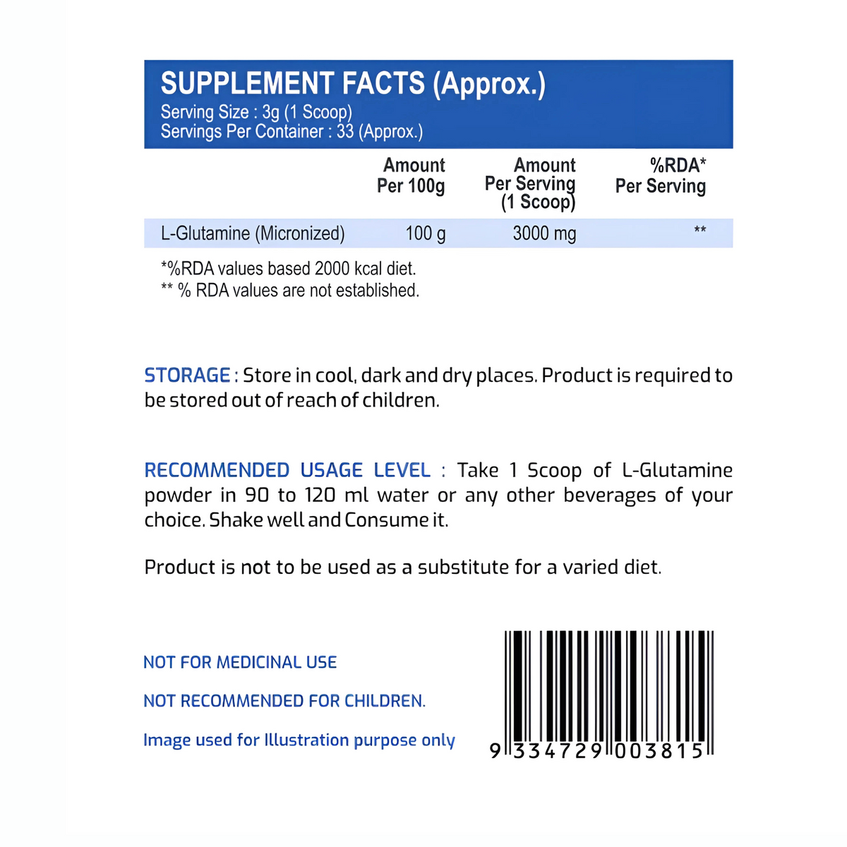 International Protein L-Glutamine 3000MG - 100 gm