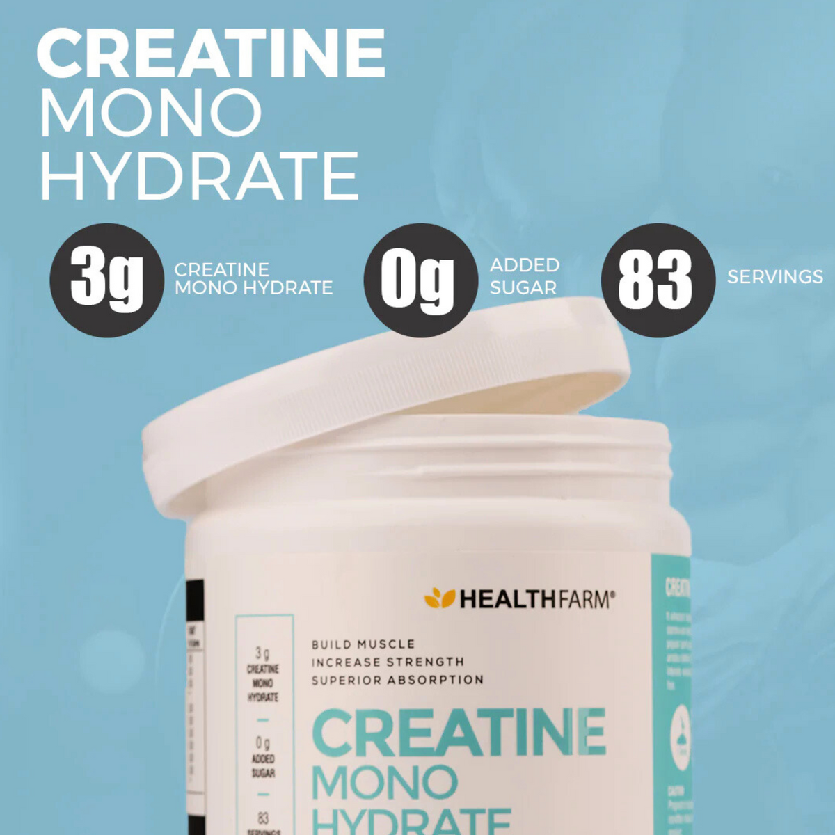 Healthfarm Muscle Creatine Monohydrate, (100g), 33 ser.