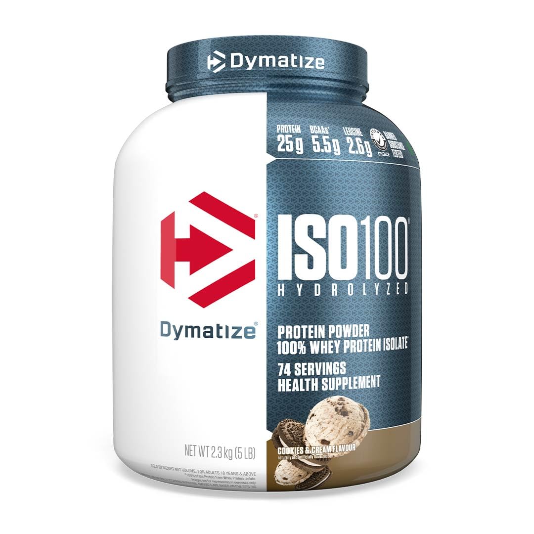 Dymatize Nutrition ISO100 Hydrolyzed Whey Protein Isolate |Cookies & Cream| 5 Lbs