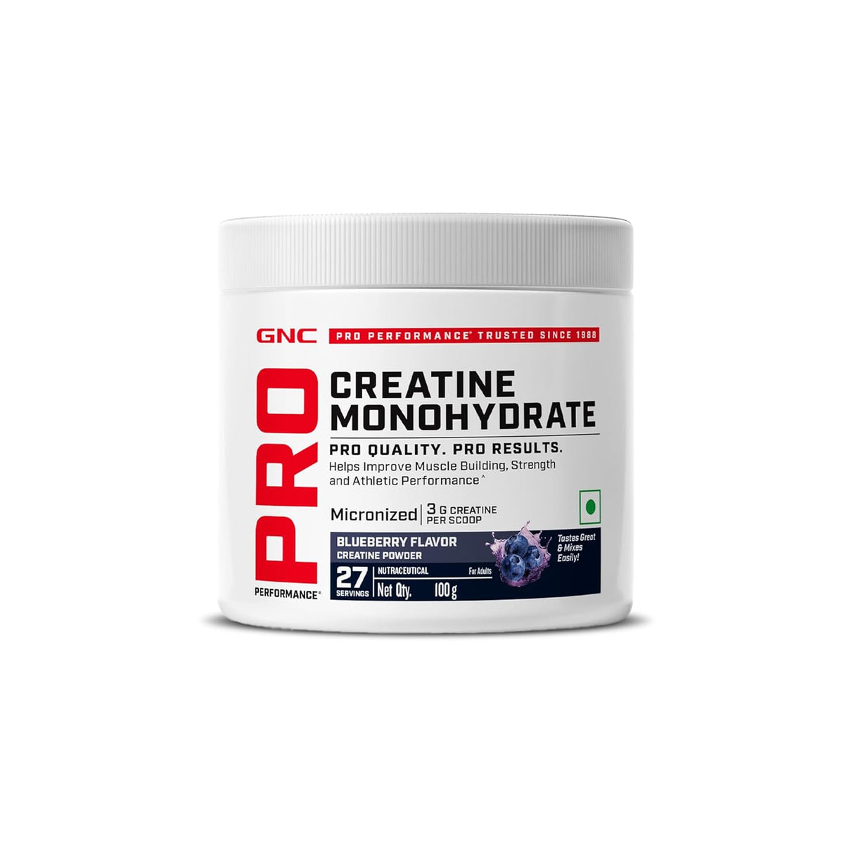 GNC Pro Performance Creatine Monohydrate - 3000mg Creatine Per Scoop | Blueberry | 100gm