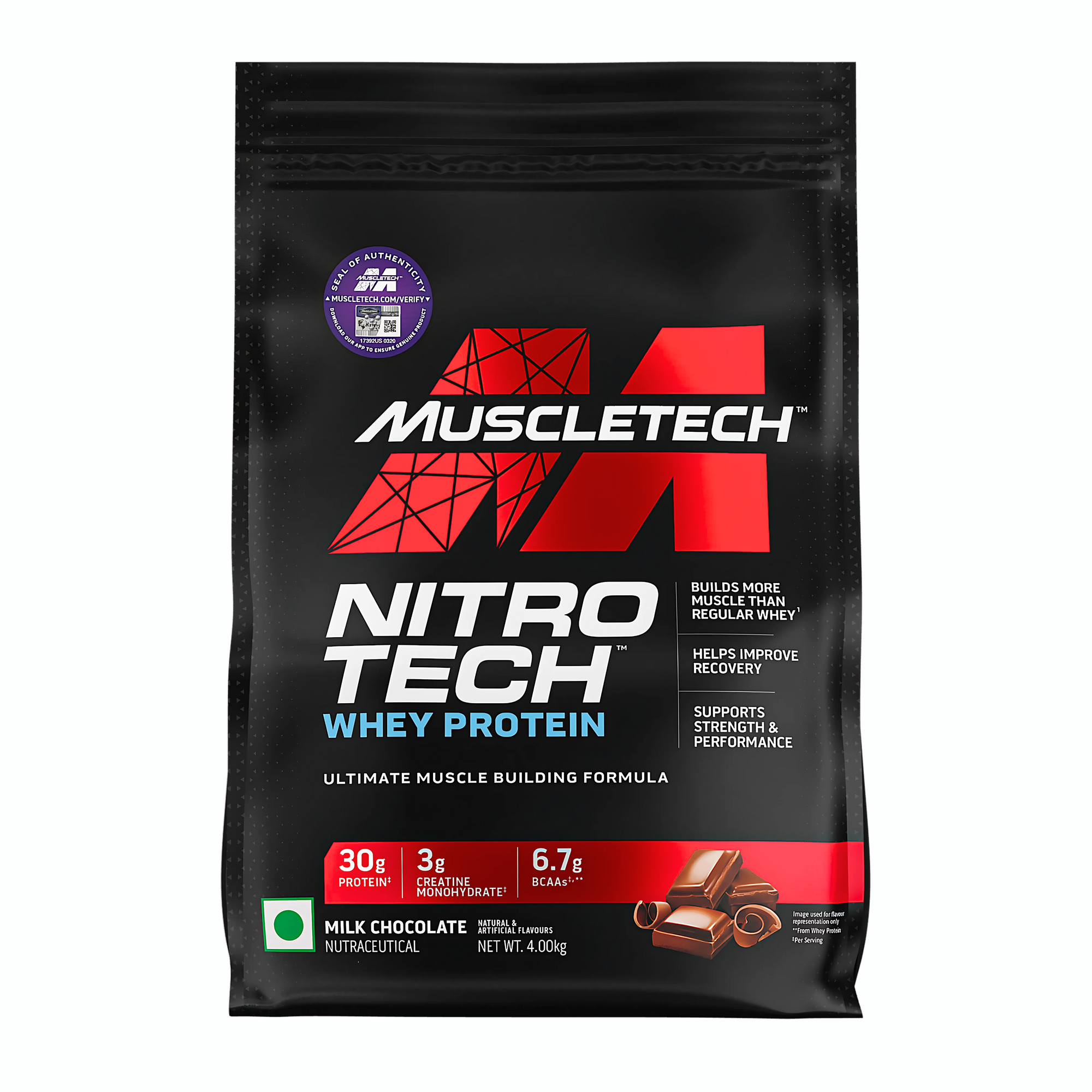 MUSCLETECH NITROTECH WHEY PROTEIN POWDER 4KG (89 SERVING)