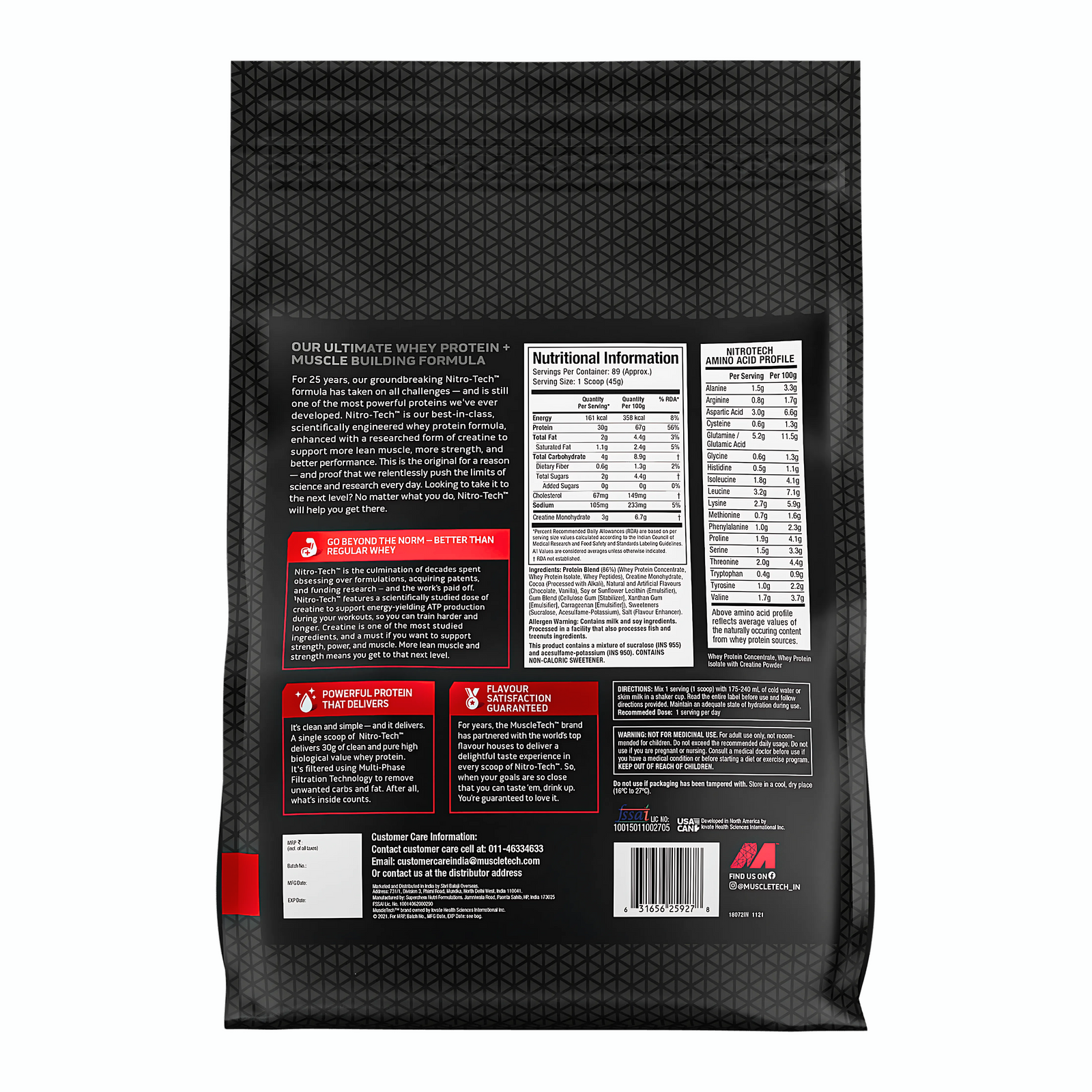 MUSCLETECH NITROTECH WHEY PROTEIN POWDER 4KG (89 SERVING)