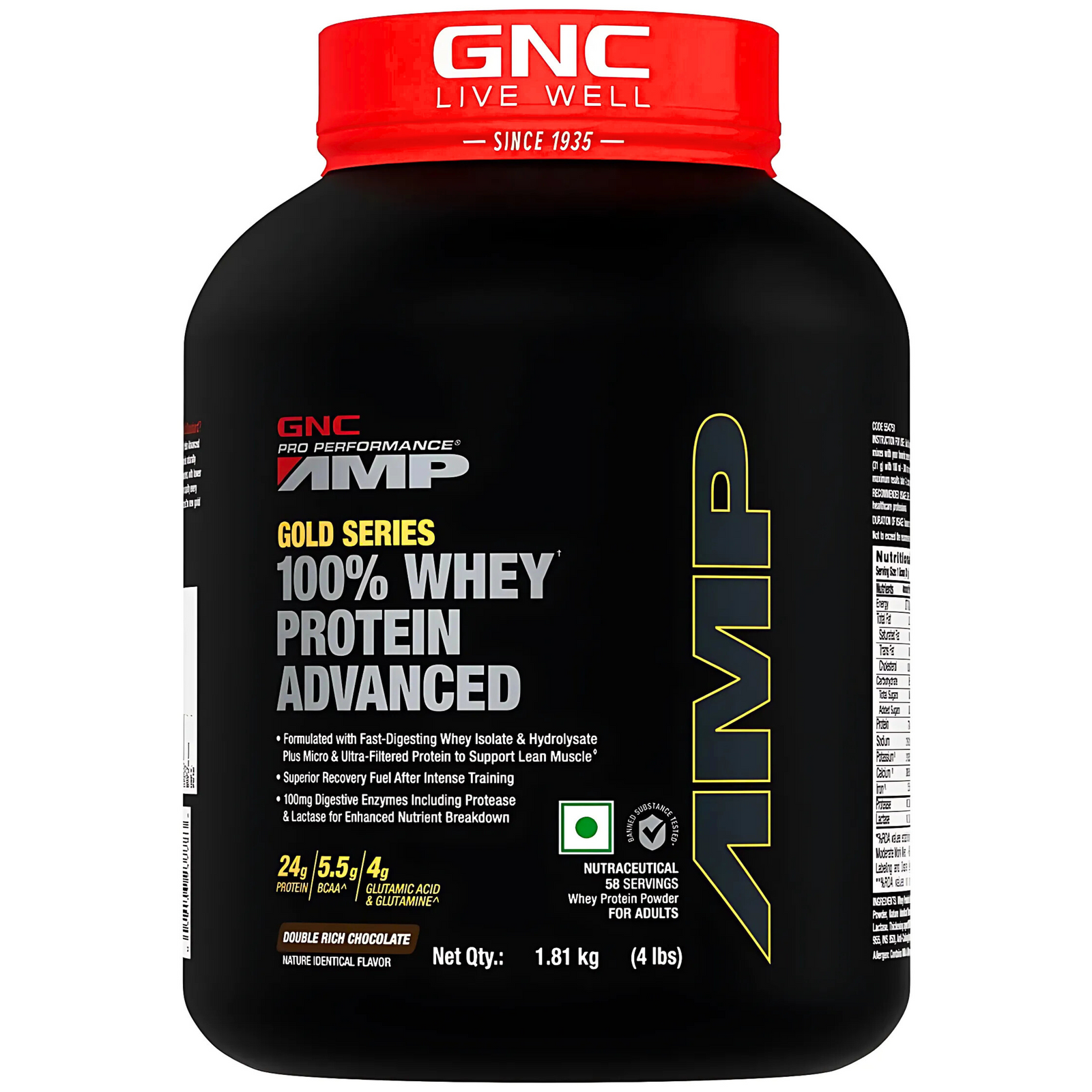 GNC AMP Gold Series Whey Protein Advanced | 4 lbs| 58 ser | 1.81 kg