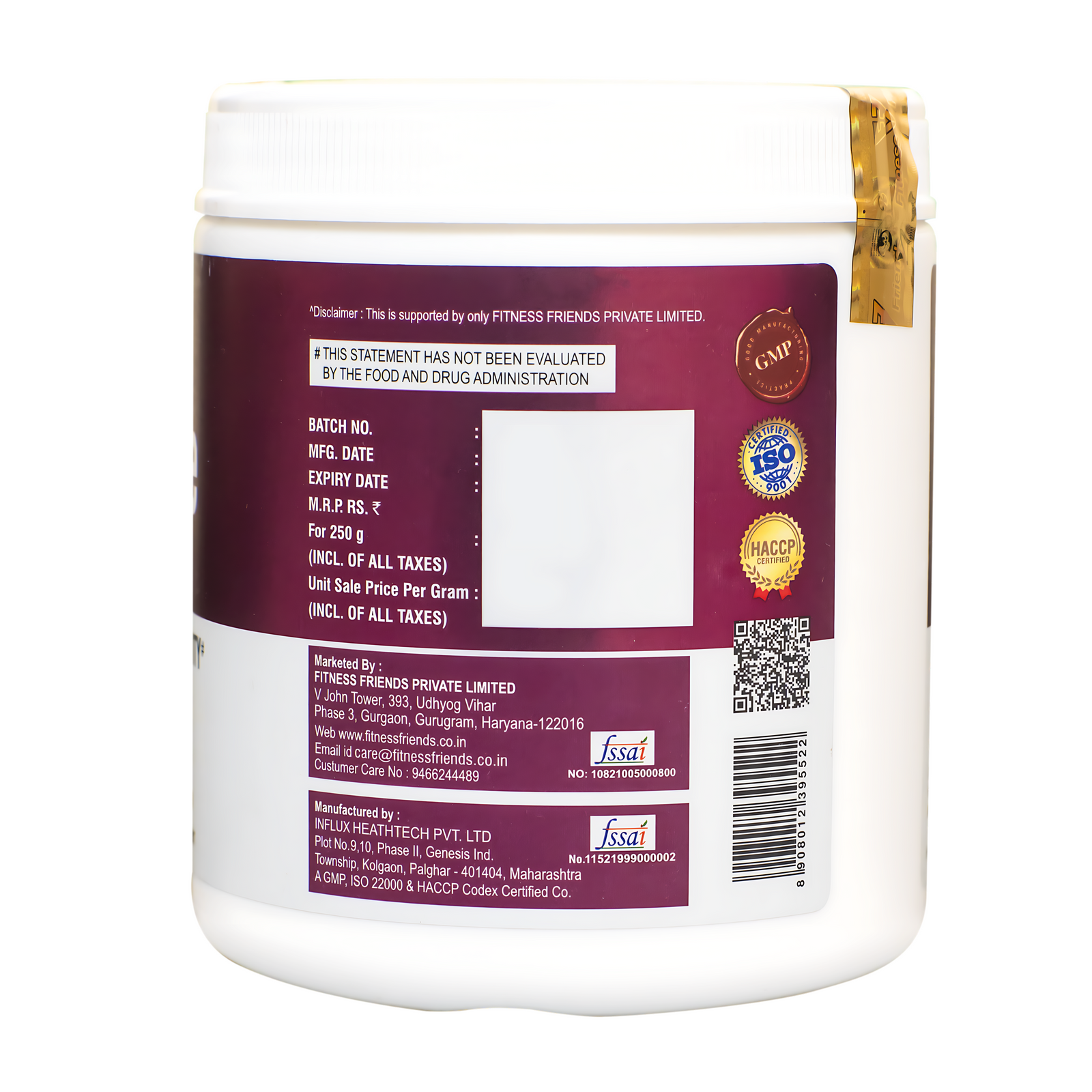 FITNESS FRIENDS GLUTAMINE (250GM)