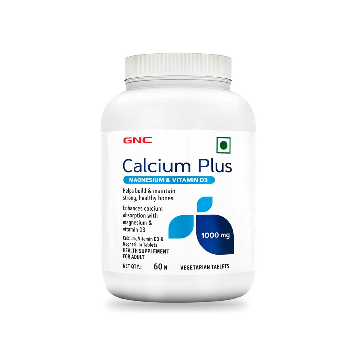 GNC Calcium Plus 1000 mg with Magnesium, Vit D3-60 Tablets