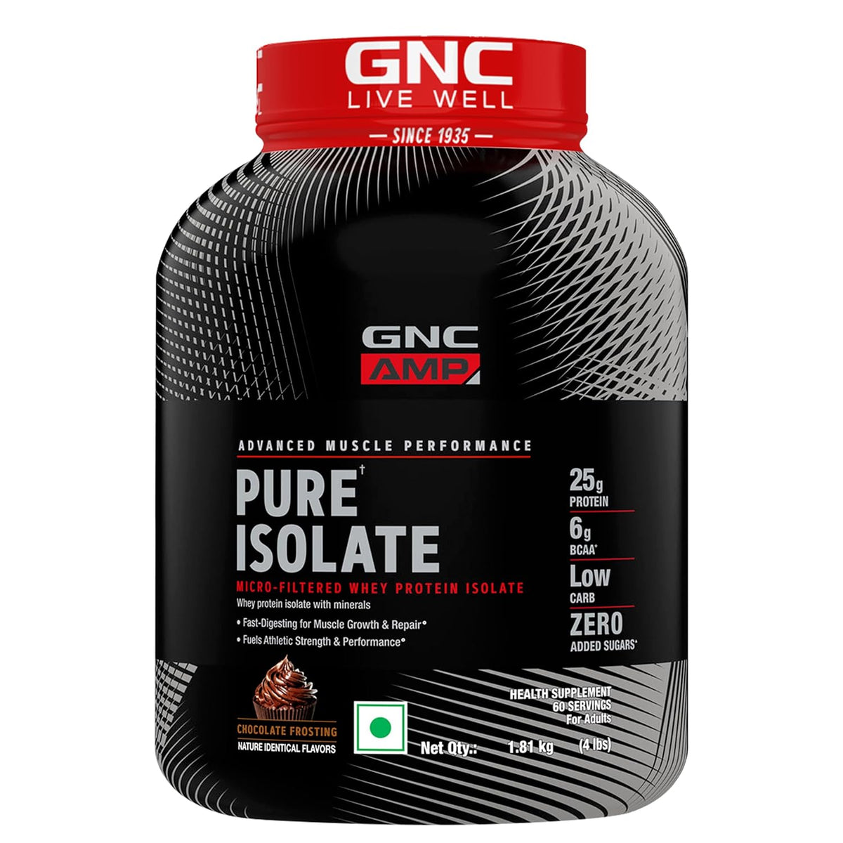 GNC AMP Pure Isolate Whey Protein | 60 ser | 1.81 kg| 25g Protein