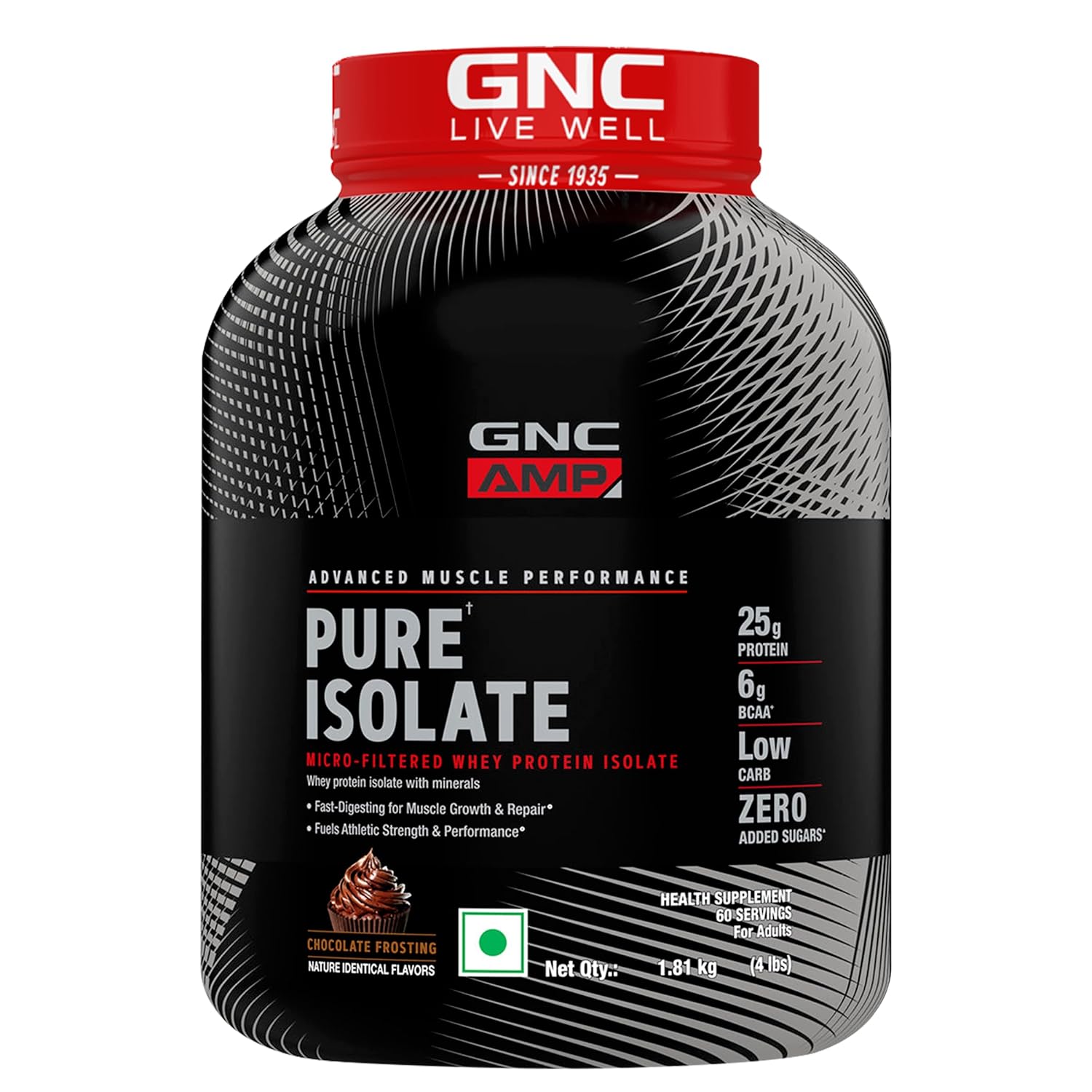 GNC AMP Pure Isolate Whey Protein | 60 ser | 1.81 kg| 25g Protein