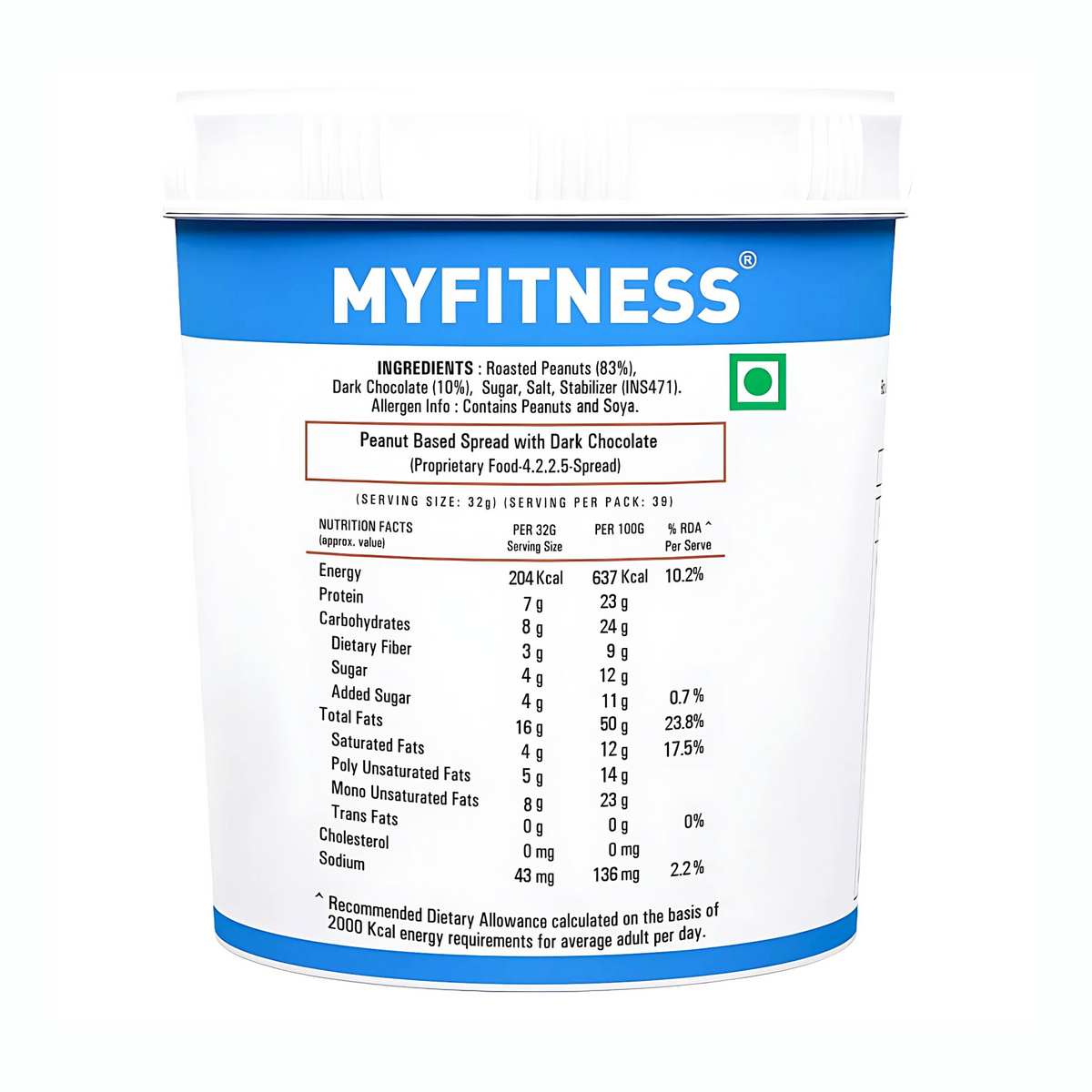 MYFITNESS CHOCOLATE PEANUT BUTTER CRUNCHY (1.25KG)