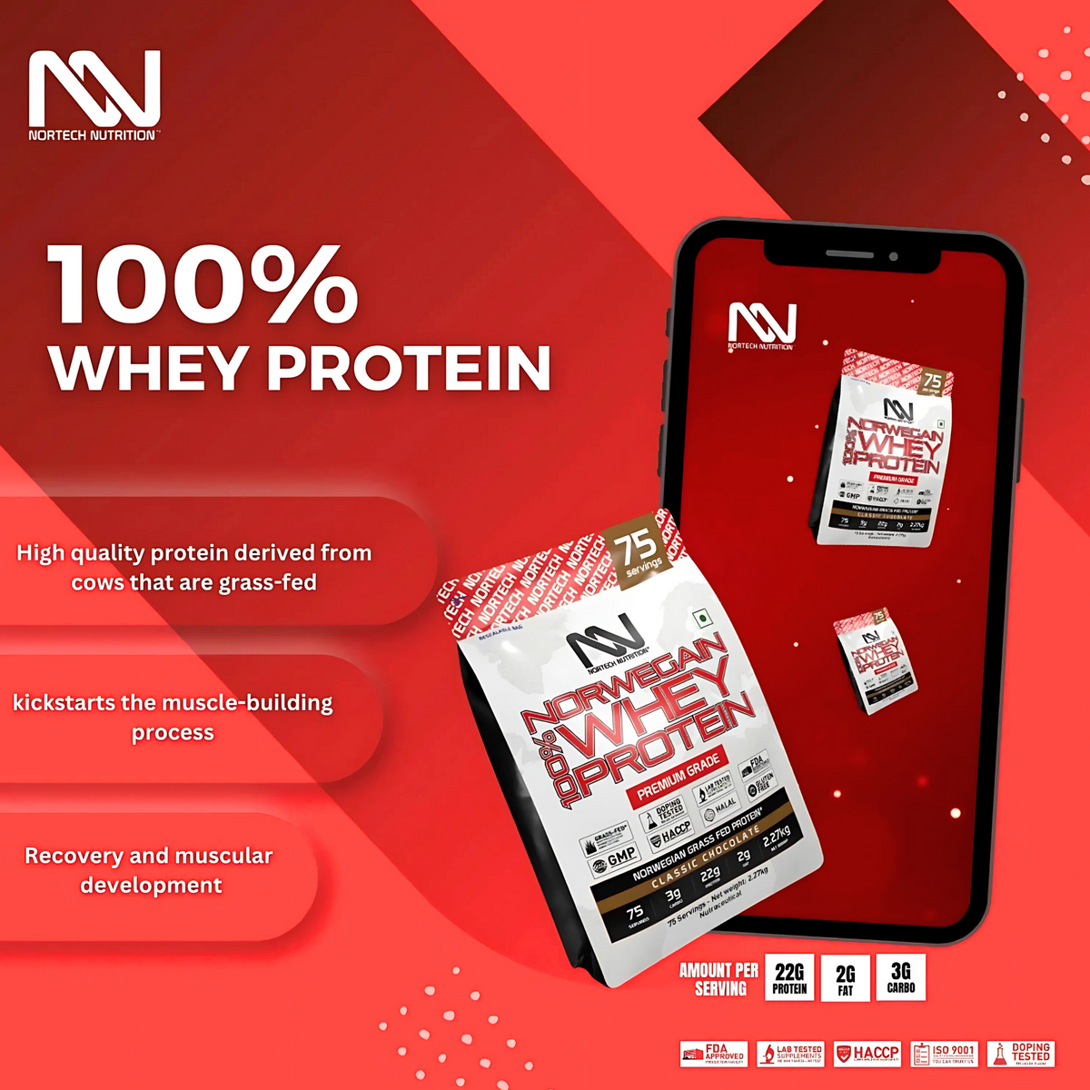 NORTECH NUTRITION 100% NORWEGIAN WHEY - 2.27 KG (5 LB)
