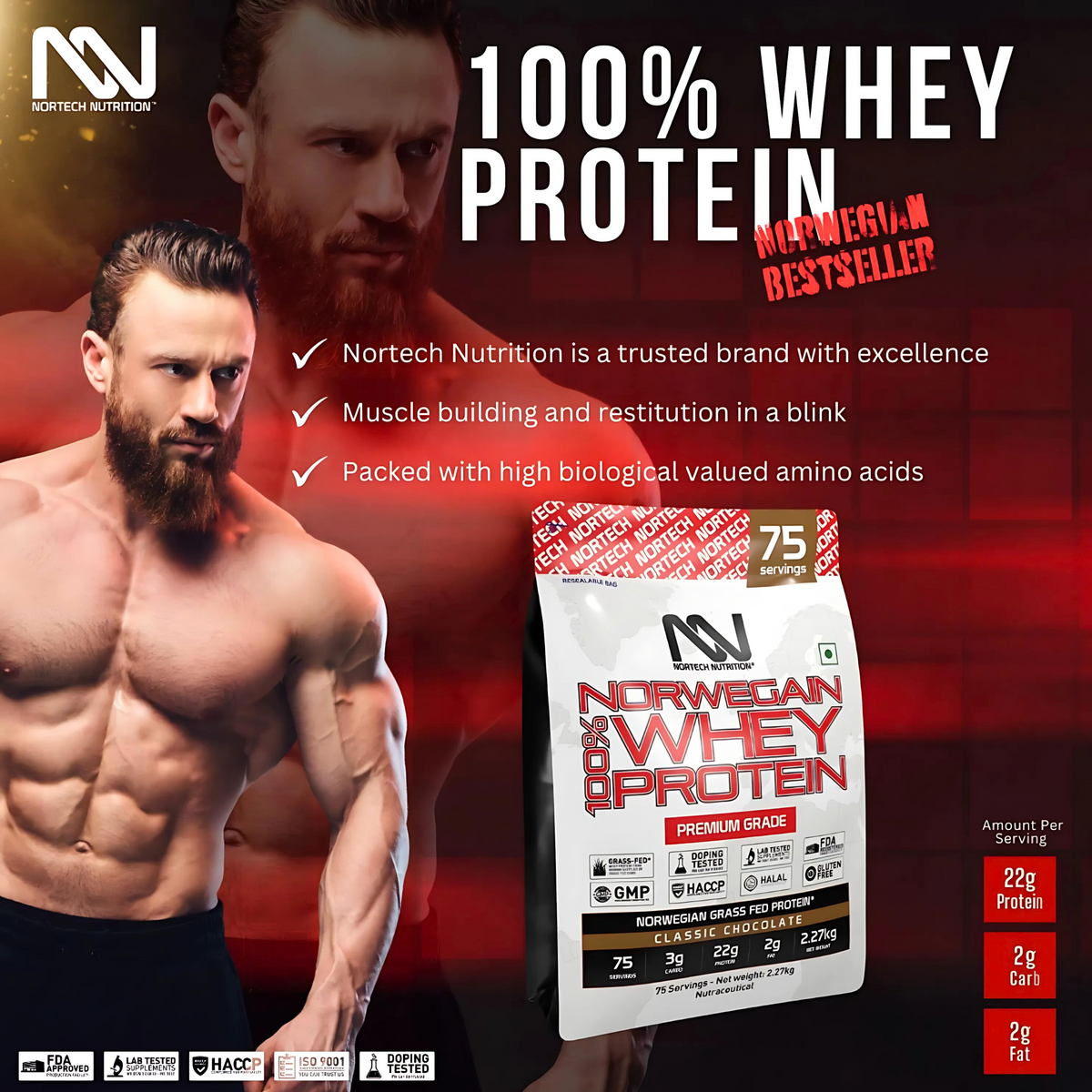 NORTECH NUTRITION 100% NORWEGIAN WHEY - 2.27 KG (5 LB)
