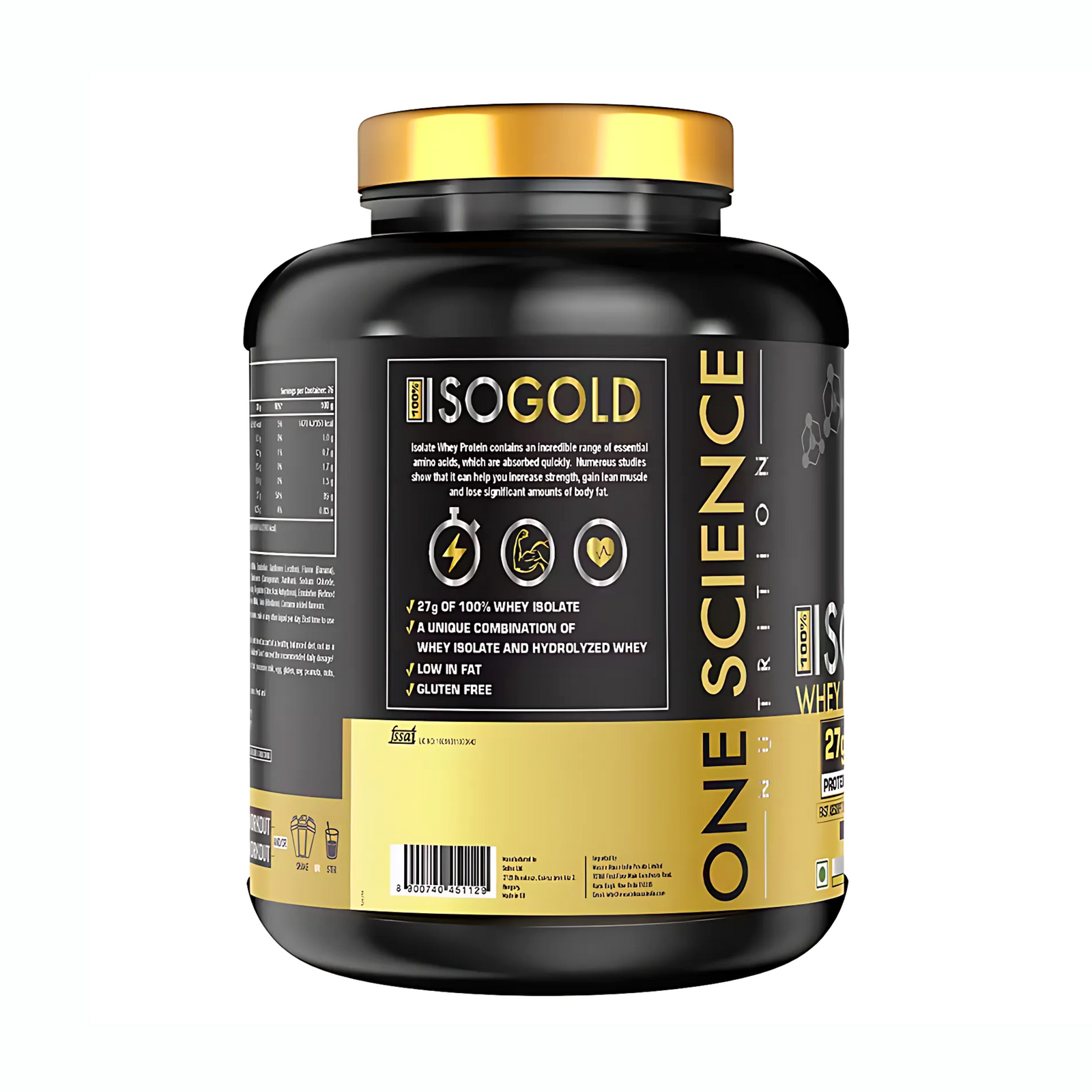 ONE SCIENCE 100% ISO GOLD WHEY PROTEIN ISOLATE, 2.27 KG (5 LB)