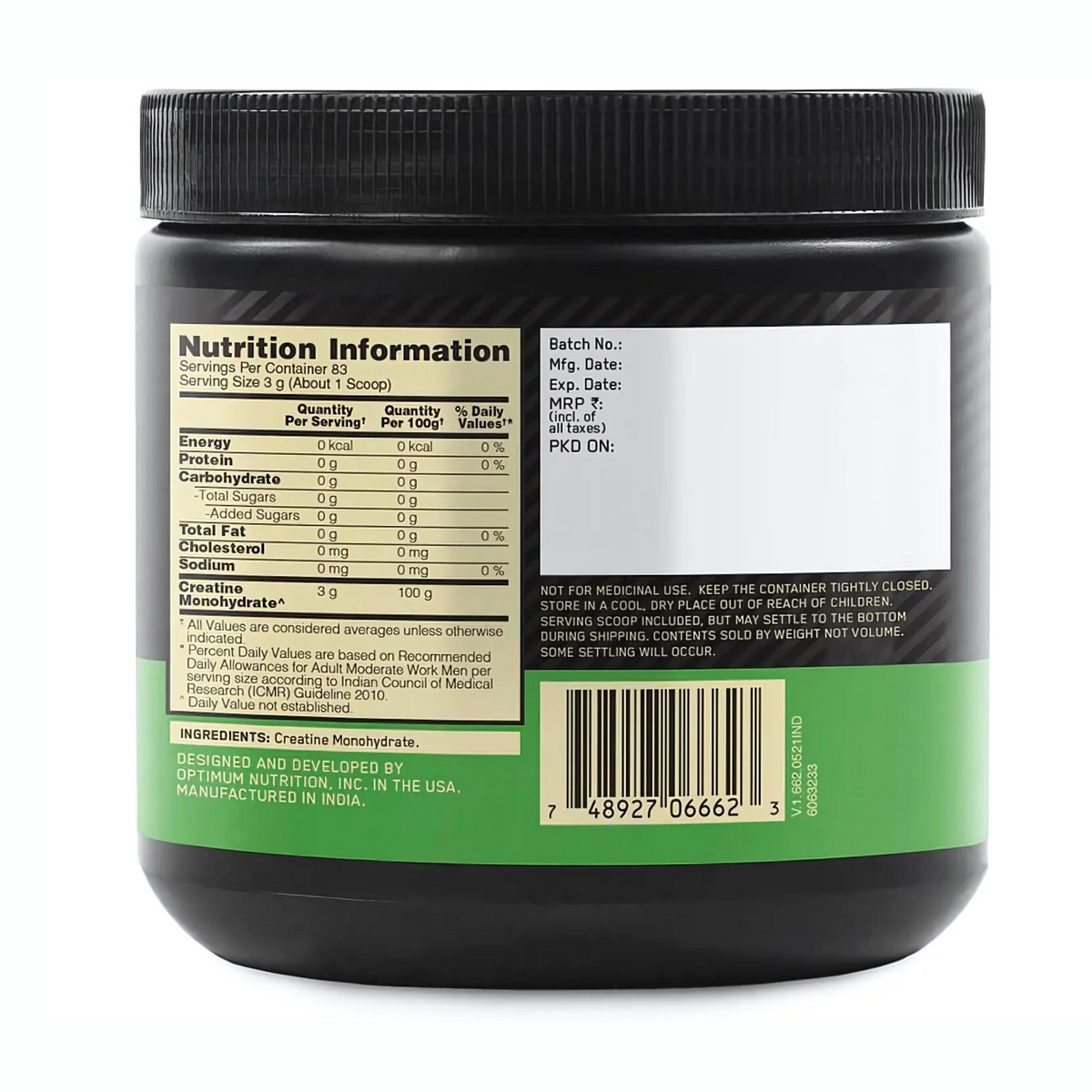 OPTIMUM NUTRITION MICRONISED CREATINE 250G (83 SERV)
