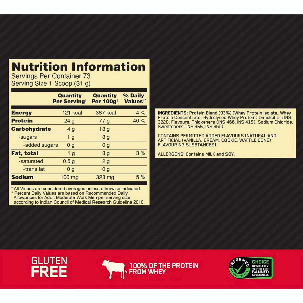 OPTIMUM NUTRITION GOLD STANDARD 100% WHEY PROTEIN POWDER 5 LBS