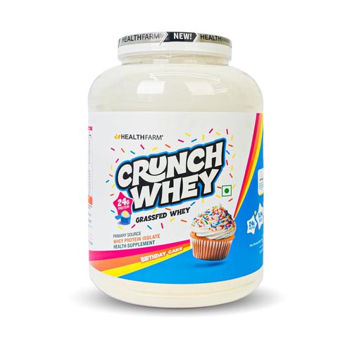 Healthfarm Crunch Whey Protein Isolate|2Kg | Birthday Cake Flavor