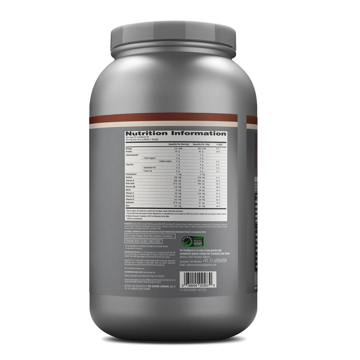 Isopure Whey Protein Isolate Powder with Vitamins for Immune Support - 2 kg