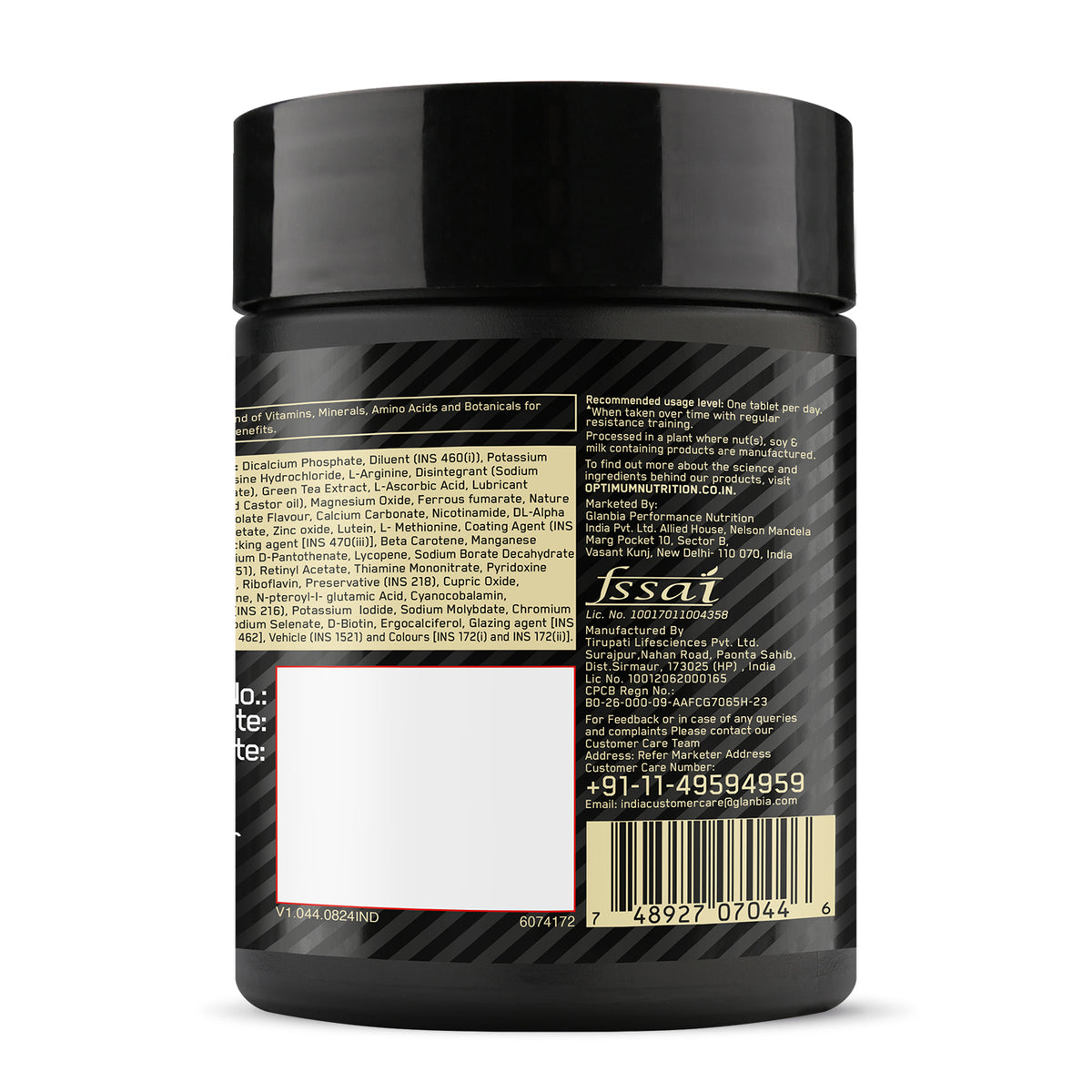 Optimum Nutrition Multivitamin for MEN- 60 Tablets, 26 Vitamins & Minerals, Amino Acids & Anti-Oxidants
